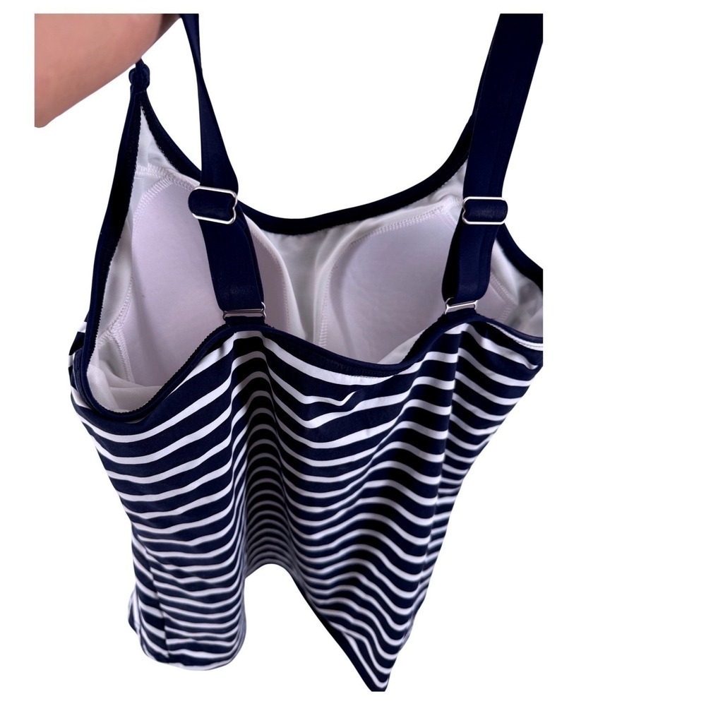 Lands End Womens Navy White Striped Tankini Top 10P & Swim Skirt 12 Set - Picture 5 of 7